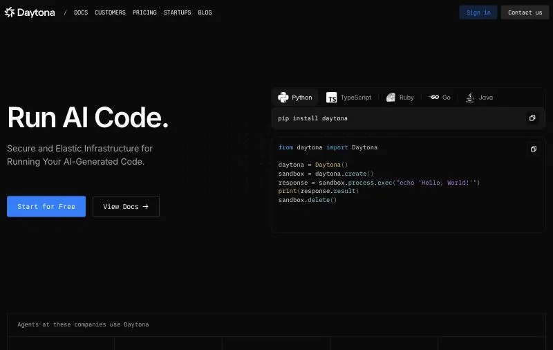 Daytona official page at daytona.io