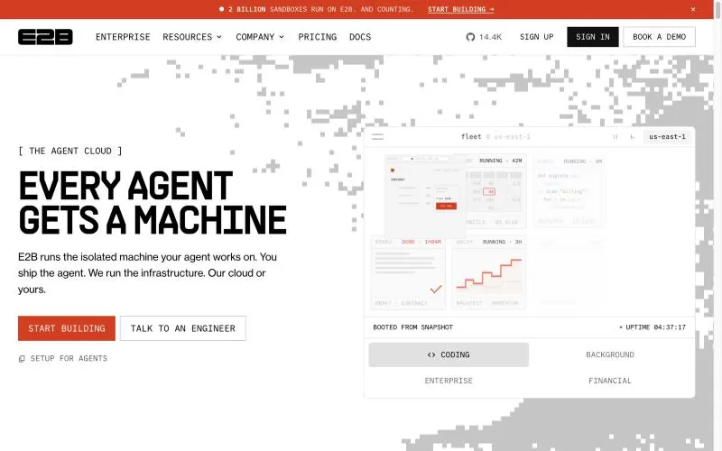 E2B official page at e2b.dev
