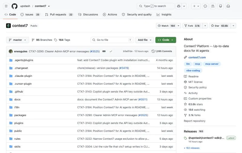 Context7 official page at github.com/upstash/context7