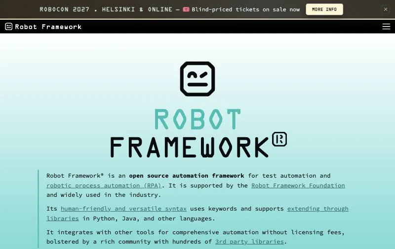 Robot Framework official page at robotframework.org