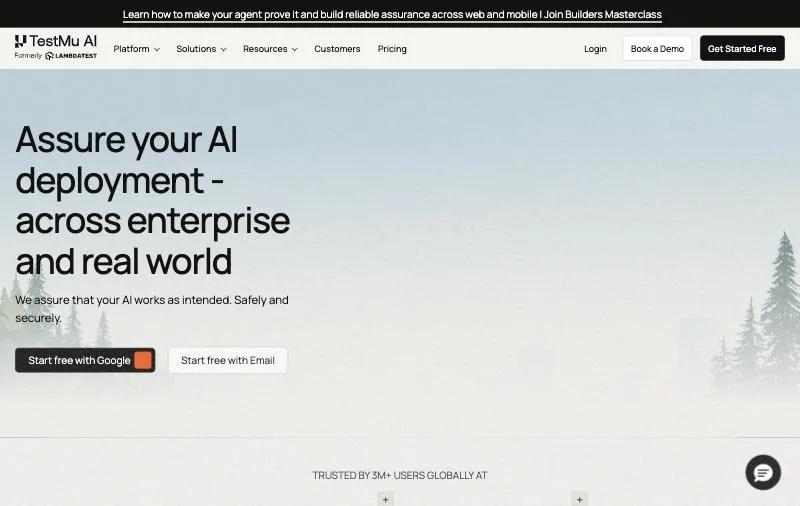 TestMu AI official page at testmuai.com