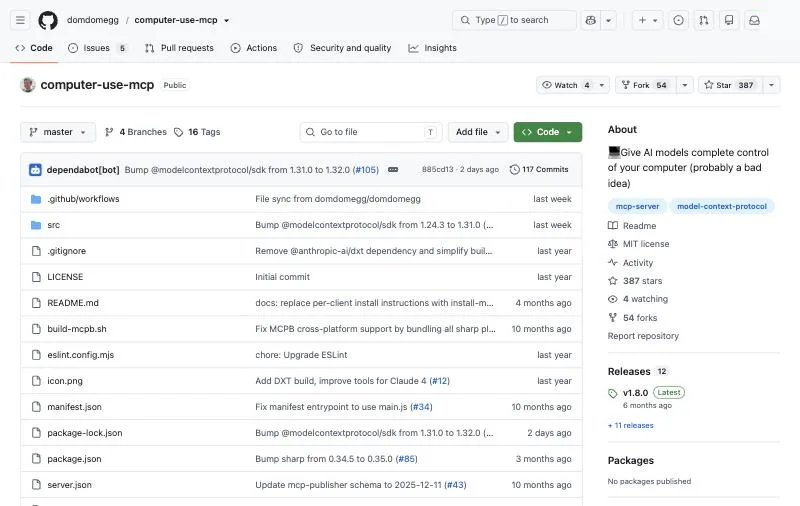 computer-use-mcp official page at github.com/domdomegg/computer-use-mcp