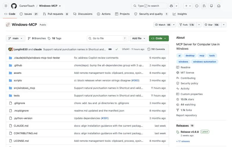 Windows-MCP official page at github.com/CursorTouch/Windows-MCP