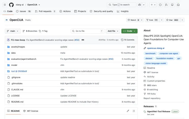 OpenCUA official page at github.com/xlang-ai/OpenCUA