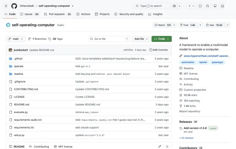Self-Operating Computer official page at github.com/OthersideAI/self-operating-computer