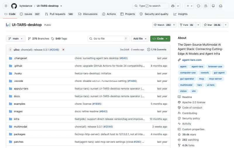 UI-TARS Desktop official page at github.com/bytedance/UI-TARS-desktop