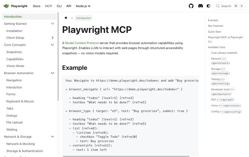 Playwright MCP official page at github.com/microsoft/playwright-mcp